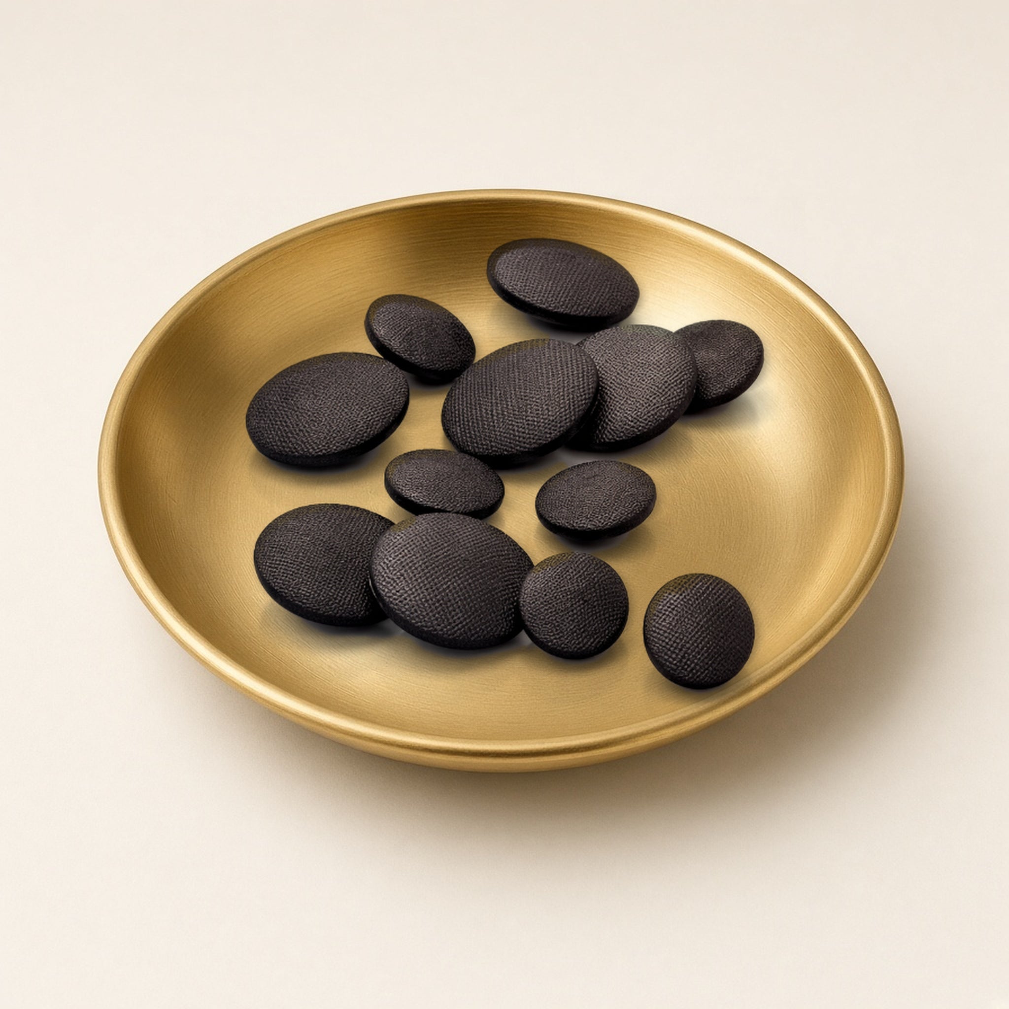Silk Kapota Buttons in a gold dish